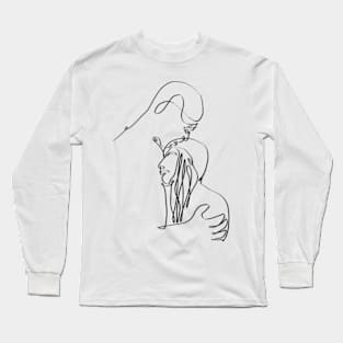 Couple hug one line art Long Sleeve T-Shirt